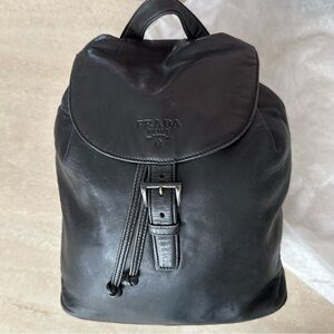 Prada Vintage Leather Chain-Strap Mini Backpack – Black/Gunmetal, Made in Italy